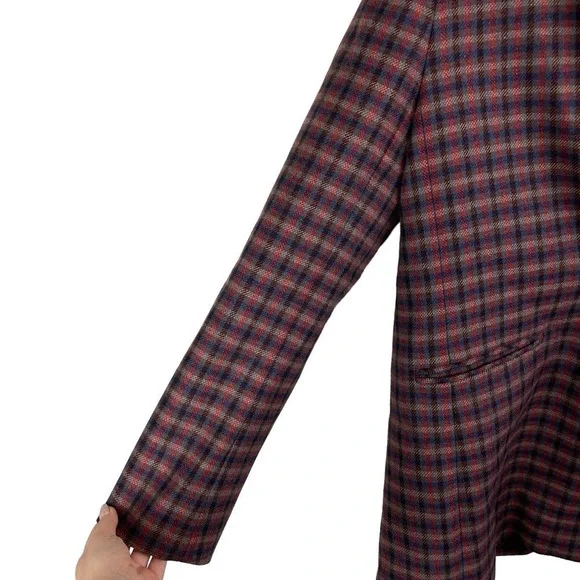 NWT SANDRO Toms Double-Breasted Checked Wool-Blend Blazer Multicolor Size 42